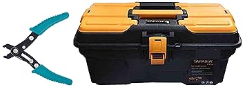 Taparia PTB16 Compact Plastic Tool Box with Organizer (Orange and Black)+Taparia WS 05 Steel (130mm) Wire Stripping Plier (Green and Black)