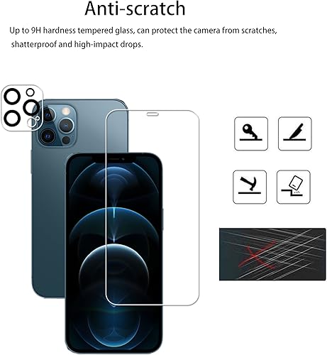 Miniatura 4 de HKKAIS Marco de alineación fácil diseñado para protector de pantalla de vidrio templado iPhone 12 Pro 2 unidades, película protectora de lente de