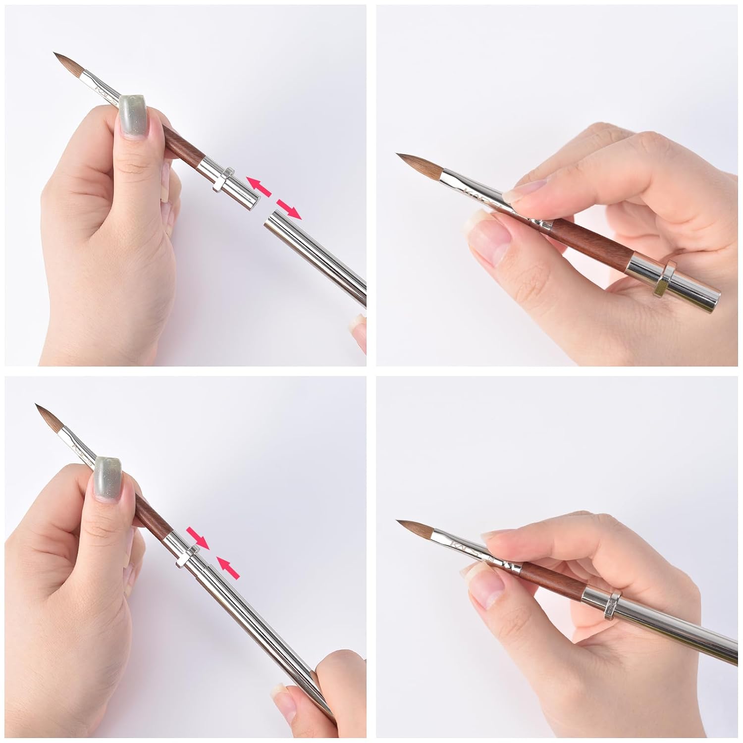 KADS Acrylic Nail Brush with Penholder Nail Brush for Acrylic Application-Oval Shaped Powder Nail Design Tools for Professional Manicure DIY Home Salon (2#+8#+14#)