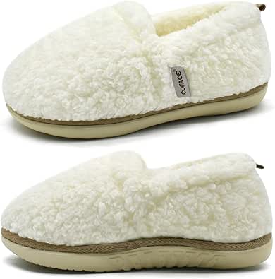 COFACE Womens Slippers Fuzzy Memory Foam Soft Plush Sherpa Fleece Lining Slippers For Women With Cozy Cushion Ladies Lightweight Warm Slippers