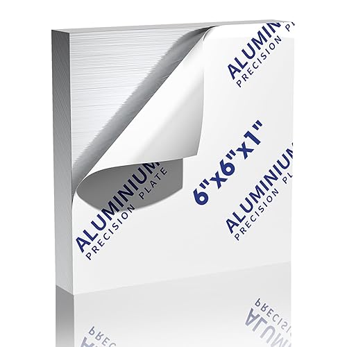 Placa de hoja de aluminio de 1 pulgada de grosor, placas de aluminio resistentes de 6 x 6 pulgadas con película protectora, placa de panel plano