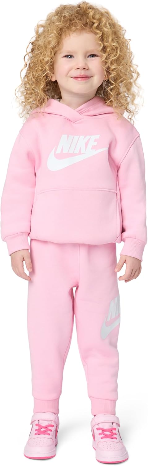 Nike Kids' Sportswear Club Fleece Pullover Hoodie and Joggers 2-Piece Outfit Set (Large Swoosh Logo)