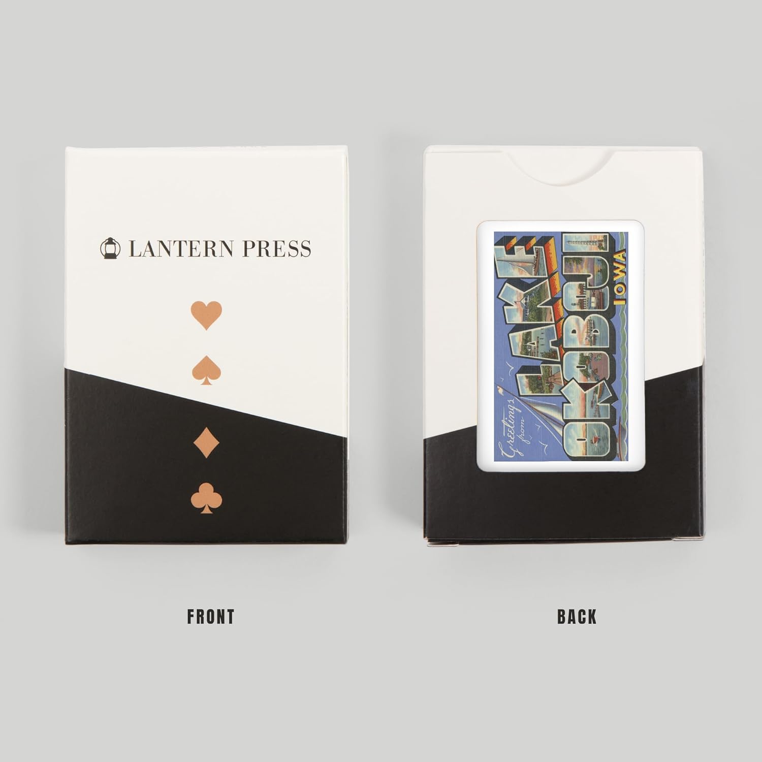 Lantern Press Lake Okoboji, Iowa, Large Letter Scenes, 52 Playing Cards for Adults, Poker Size Card Deck