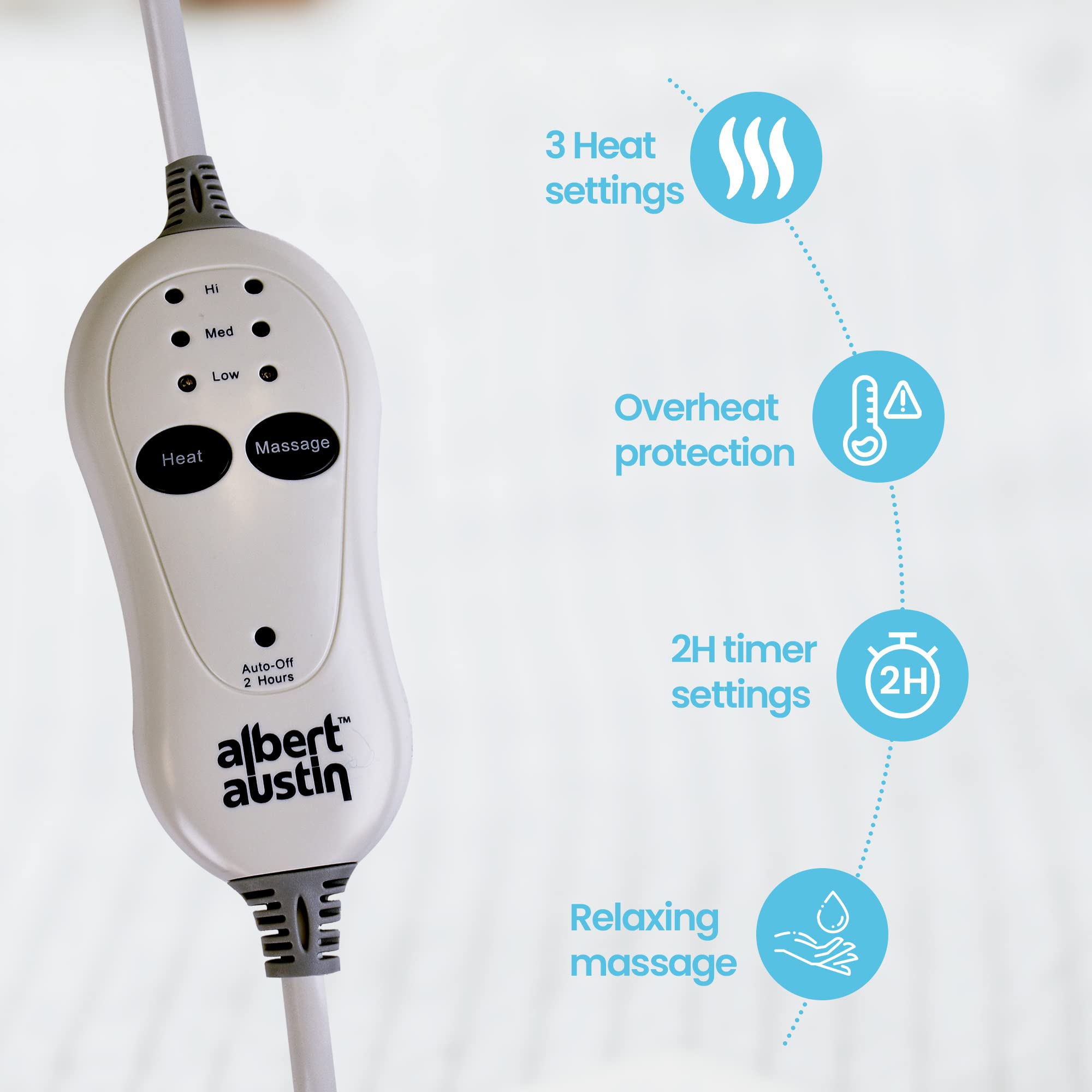 ASAB Calentador eléctrico de espalda eléctrico para masaje de cuello y hombros, envoltura de calor, almohadilla de calor para cuello, hombros, espalda, 3 ajustes de calor, apagado automático, lavable