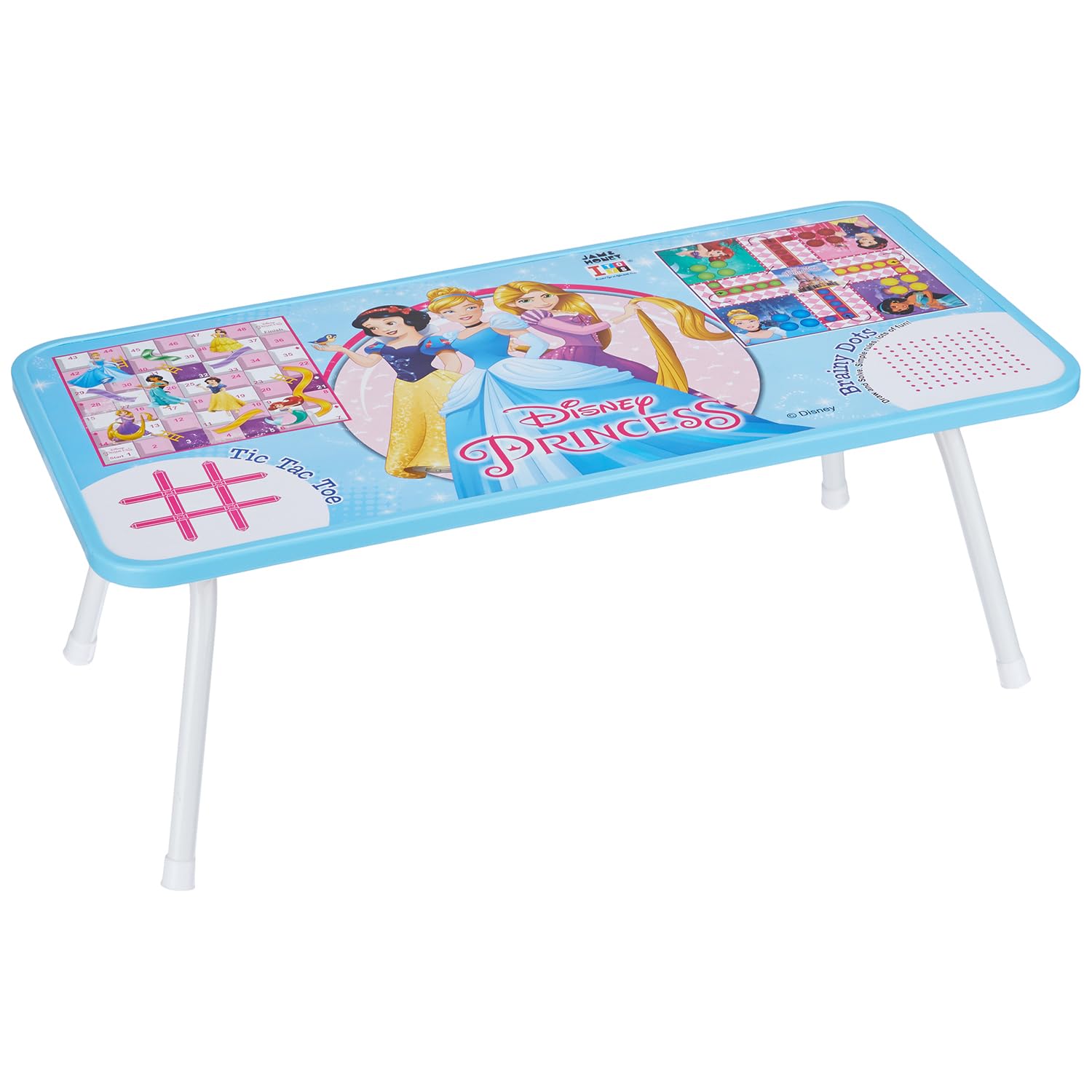 Amazon Brand - Jam & Honey Princess Foldable Ludo Table for Kids 4+ Years, Multi Game Desk with Dice & Pawns, Ergonomic Study & Play Surface, Indoor Game, BIS Certified Safe'