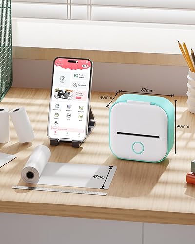 Vista 42 de Memoqueen T02 - Miniimpresora térmica de bolsillo, impresora térmica de bolsillo, de fotos, inalámbrica, con Bluetooth, para diario, notas, fotos
