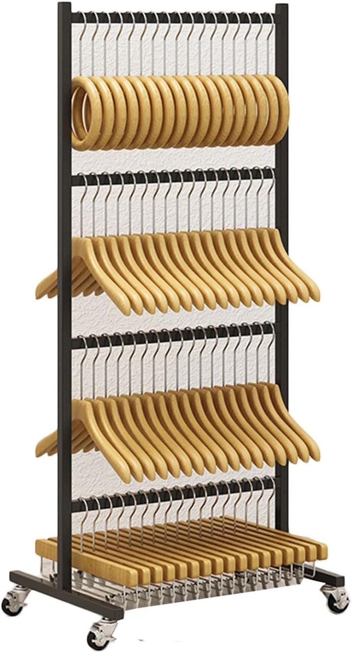Metal Clothes Hanger Stacker Cart - Space-Saving Hanger STO for Closet, Laundry Room & Retail Shop - Black Coat Hanger for Shopping Malls