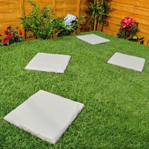 4 x Plastic Patio Stepping Stones Easy To Install Lightweight Weatherproof Concrete Effect Anti-Slip Square Paving Slabs Ideal for an Outdoor Garden Pathway or Patio Each Measure 30 x 30cm