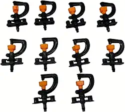 Micro aspersor rotativo, 10 conjuntos de micro bocais rotativos tipo G para irrigação de plantas para sala de rede de estufa de viveiros (WP66)