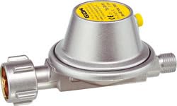 FERSTAN GOK Gasregler Caravan und Wohnmobil 30 mbar 0,8Kg/h mit Gasschlauch und Adapter 8 und 10mm