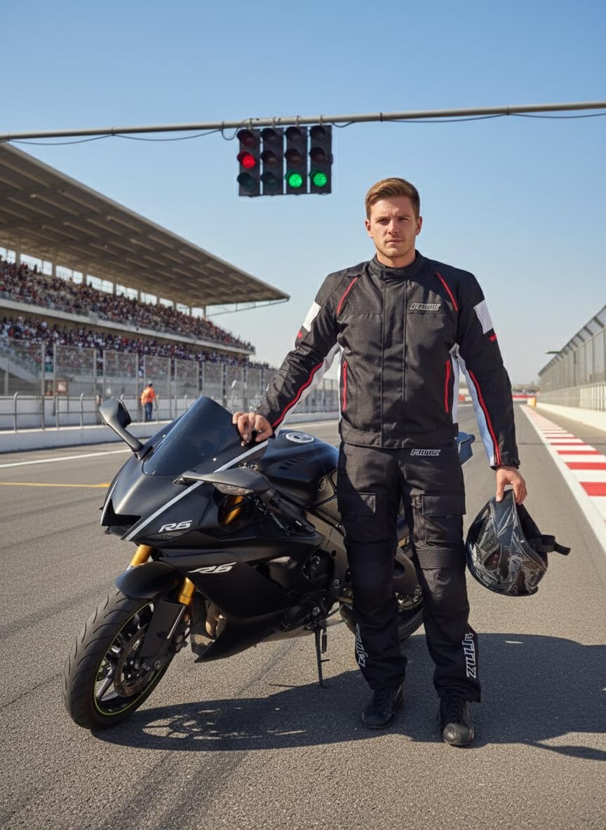 Premium Motorcycle Jacket Men for Adventure/Touring with Cordura Textile Summer Winter Windproof Bike Jacket for Racing, Riding Removeable CE Approved Protections — view 2