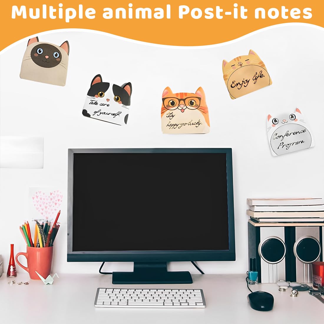 Blocs Feuillets Autocollants 720 Feuillets 24 Pcs Chats Notes Autocollante pour Mémos Messages Rappele
