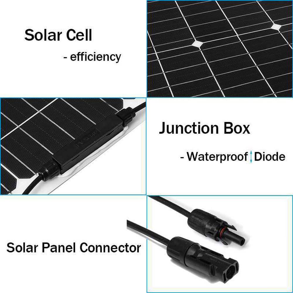 Kit de panel solar monocristalino de 80 W con controlador de 40 A, carga solar portátil para caravanas, caravanas, barcos, diseño impermeable y ligero