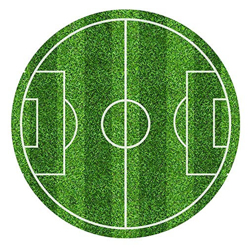 J&M DECO Decoration Gateau Anniversaire - Decoration Gateau Fondant - Décoration Coméstible Football - Cake Topper Rond 20 cm - Décoration avec Papier...