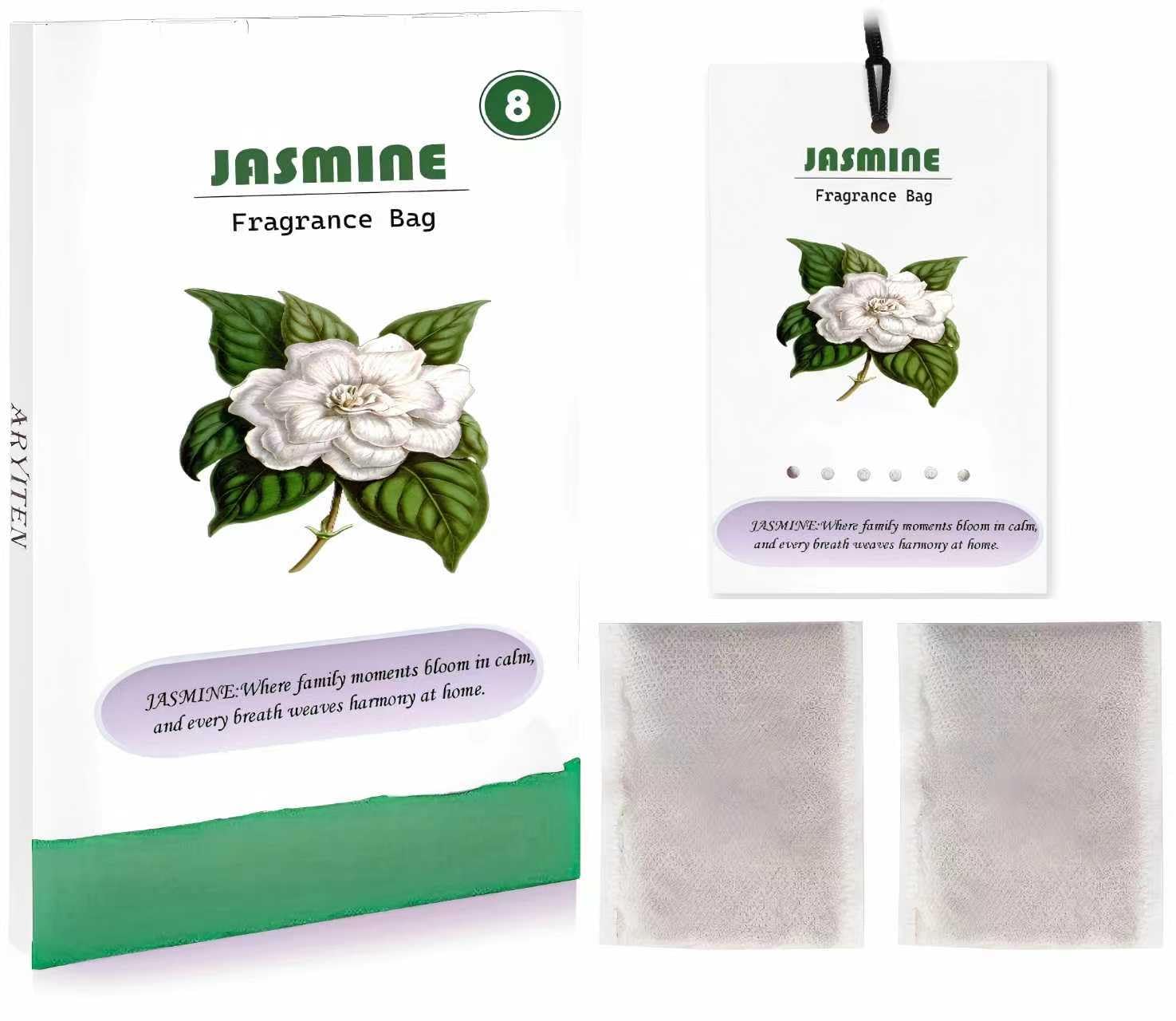 Aryiten 8 Packs Large Jasmine Scented Sachets for Closet Deodorizer Drawers, Hanging Long Lasting Potpourri Bags Home Fragrance