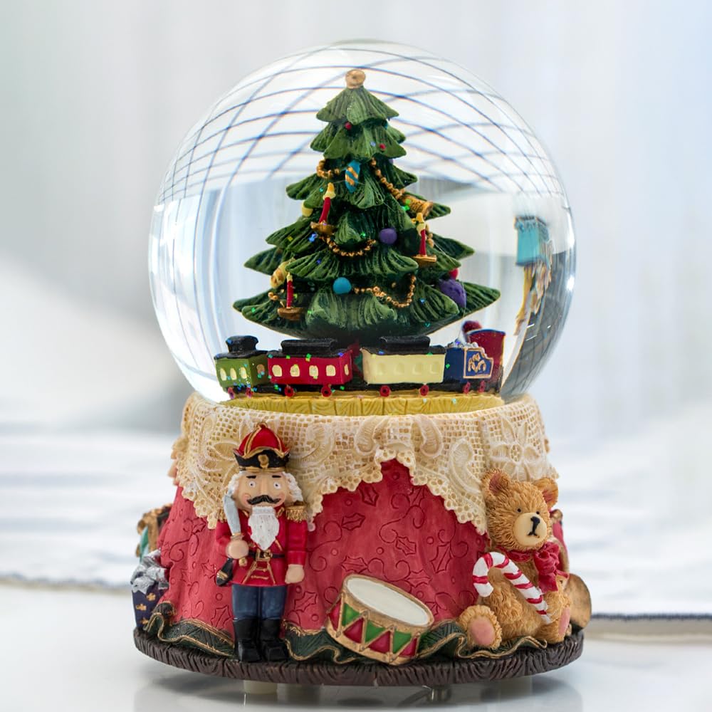 LOVE FOR YOU Gift Wrapped Nutcracker Christmas Tree Music Box Color Lights Xmas Train Musical Snow Globe for Girls and Boys Baby Kids Daughter Mom Granddaughter Grandma Sisters Women Presents Gifts - Image 3