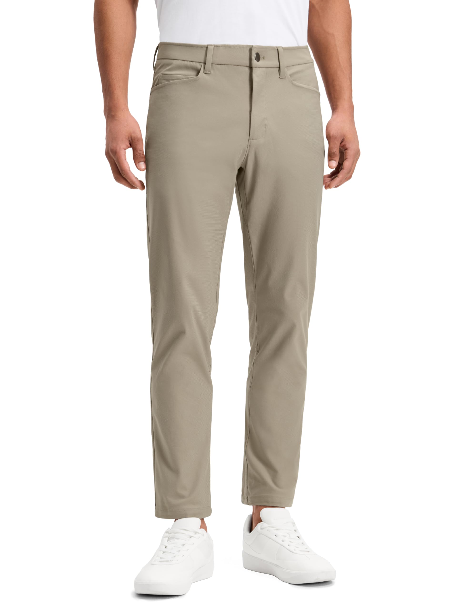 CRZ YOGA All Day Comfy 5-Pocket Golf Pants 28"/30"/32"/34" | Decent Stretch, Wrinkle-Resistant, Casual, Slightly Tapered Leg, Flat Front, Pockets, Trousers for Men 34W x 32L Oak