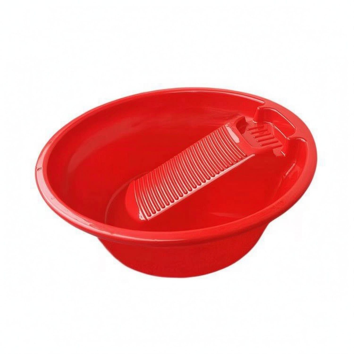 Angled Insert Washboard Basin 2-in-1 Scrubbing Wash Basin Ribbed Cleaning Item Extra-Thick, Red, 58-58cm-image-5