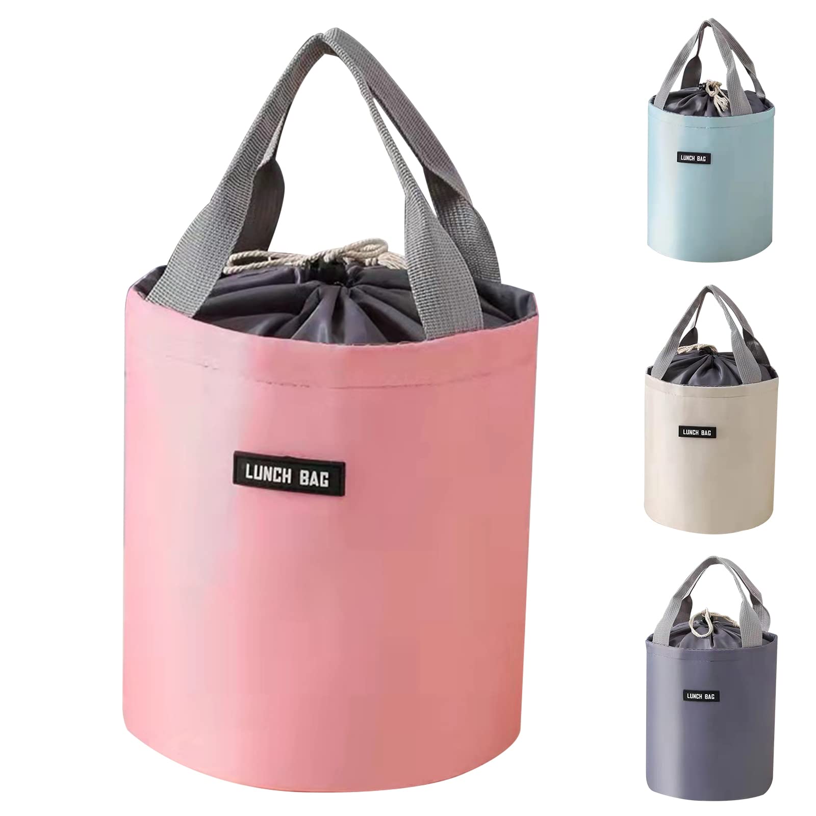 INVODA Lunch Bag Reusable Portable Bento Bag Insulated Lunch Bag Cooler Bag Bucket Leakproof Lunch Bags for Work Picnic Outdoor (Pink)