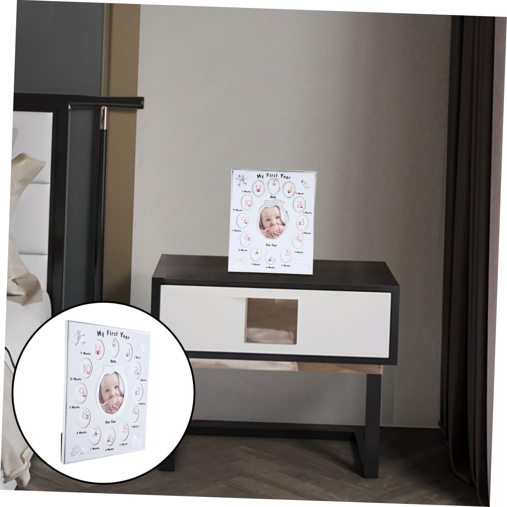 Kisangel Marco de Fotos para Niña Marco Infantil para Fotos de Crecimiento Soporte para Exhibir Cumpleaños y Recuerdos de Primer Año