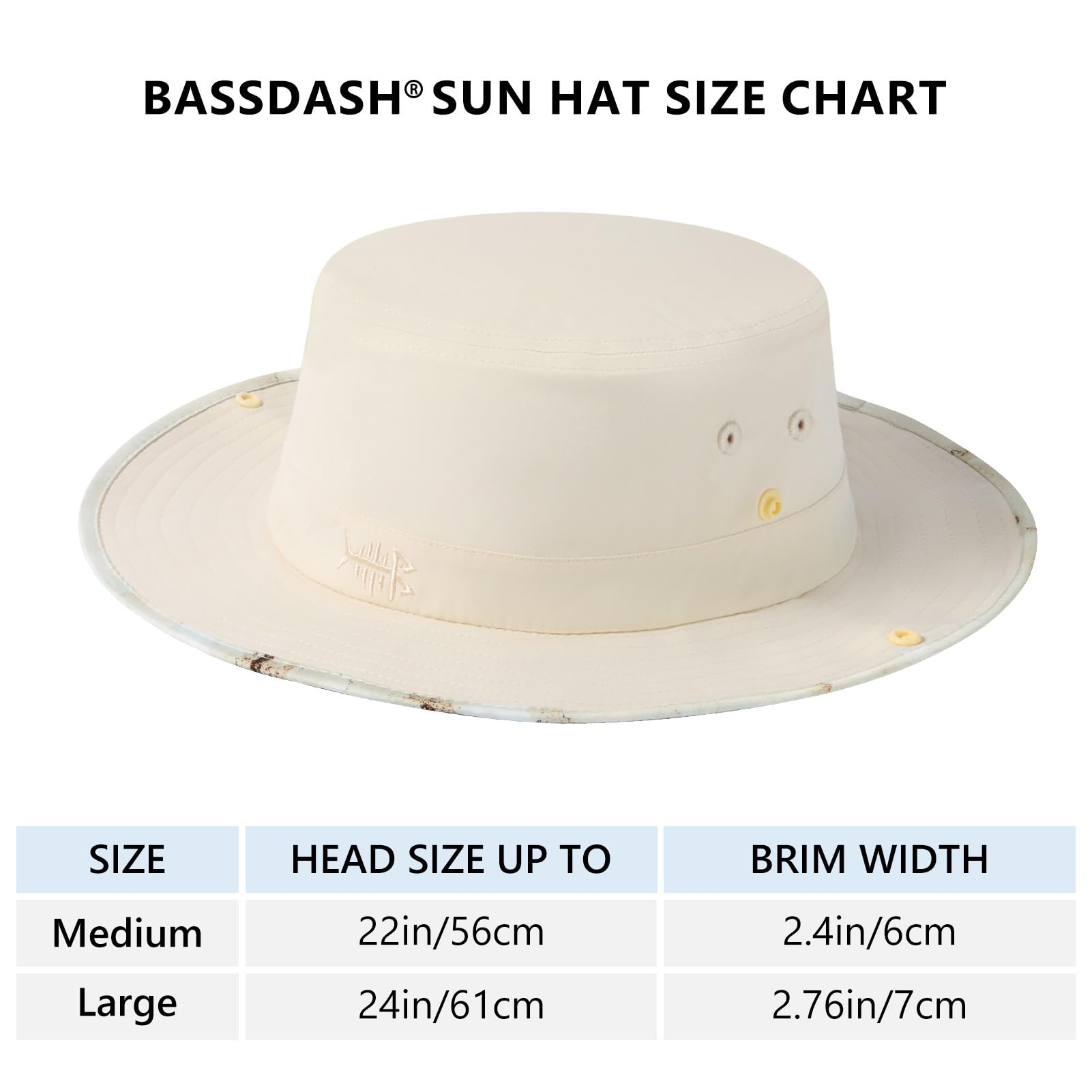 Bassdash Cappello Solare a Cesto con Protezione UV 50+ Leggero e Compattabile con Motivo Decorativo Ideale per Pesca Trekking, Safari Uomo e Donna Modello FH18