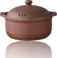 Vista 8 de Cazuela de terracota natural con tapas ollas de arcilla para cocinar, ollas de arroz de loza sin glasear (UpgradeT1-1QT)