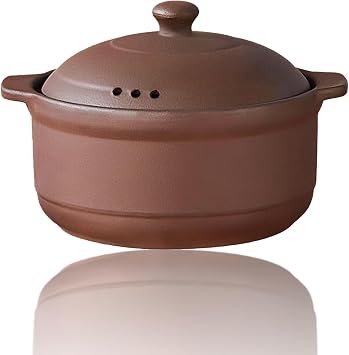 Natural Terracotta Casserole with Lids Clay Pots for Cooking, Unglazed Earthenware Rice Pots UpgradeT3-2.64QT