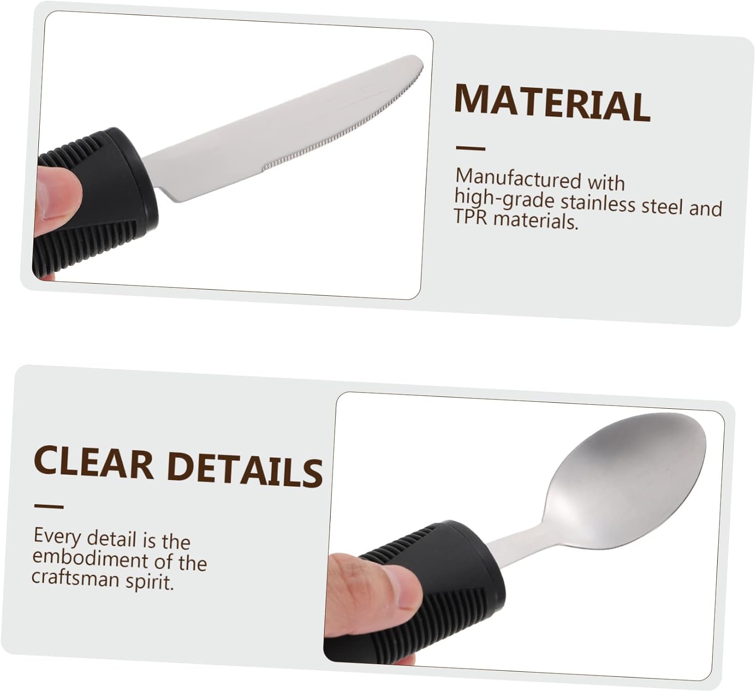 Ipetboom 1Set Elderly Adaptive Utensils Ergonomic Tpr Handle Cutlery for Seniors with Easy to Clean and Durable for and Patients Convenient Dining