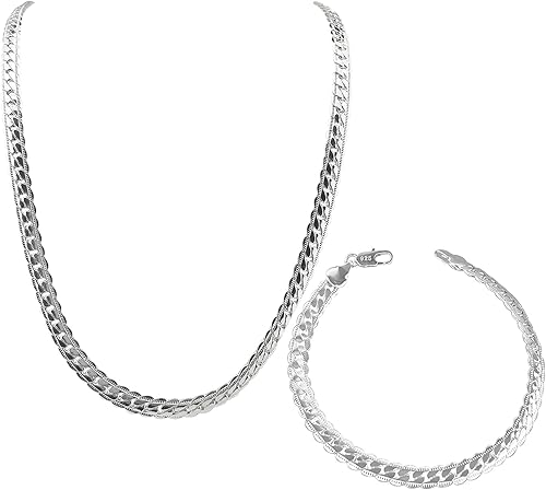 ORENTINI 18K Gold or 925 Sterling Plated 6MM Flat Cuban Style Necklace Chain with Gift Box for Men and Woman, Boys and Girls