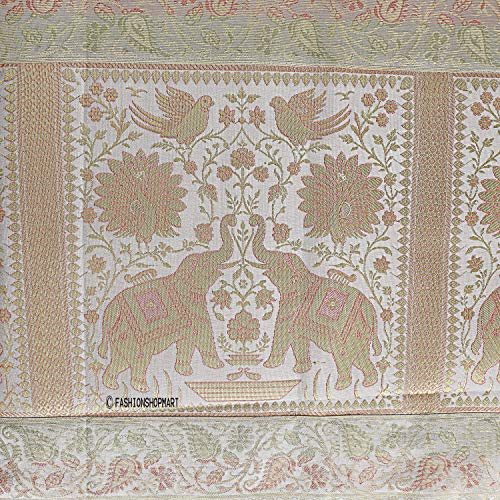 Fashionshopmart Indian Table Runner Rectangle Hand Art Elephant Good Luck Silk Table Runner 60 X 18 Inch Golden Color Table Cloth #TOP3