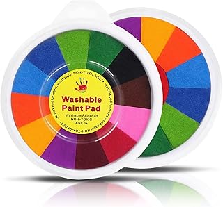 Ink Pad, 13 Colors Rainbow Multi Color Craft Ink Pad Stamps Partner DIY Color, Washable Color Painting Card Making Stamp Pad for Kids Rubber Stamp Crafting Paper Wood Fabric Scrapbook (7 inch)
