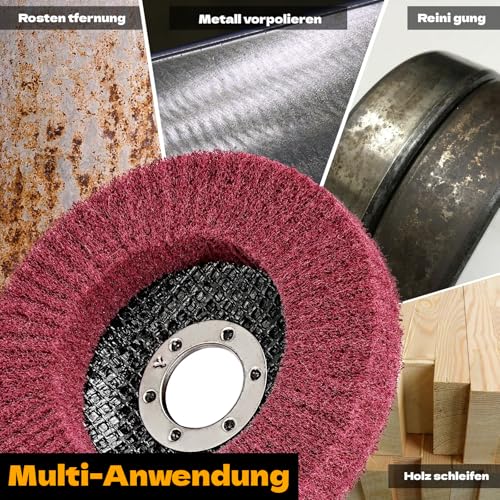 SI FANG 5 Stück 115 mm Nylonfaser-Fächerscheiben, Polierscheibe mit 320er Körnung, Scheuerschwämme, Schleifscheiben, Polierscheibe für 115x22mm Winkelschleifer, Metall Edelstahl Oberflächenveredelung