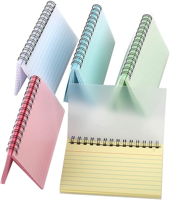5 Pack Flash Cards, 250 Sheets Index Cards 5x3in Ruled Spiral Bound Revision Record Cards Cue Cards for Office Meeting, School Learning, Memory, Sticky Note