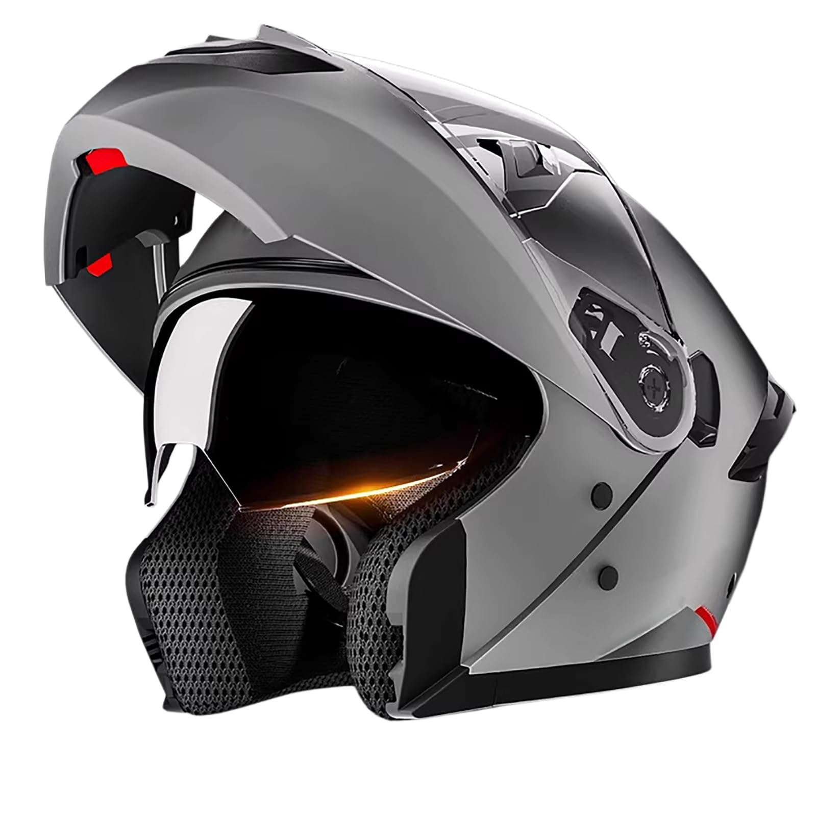 Klapphelm Motorradhelm Jethelm Mopedhelm Helm Für Erwachsene Motorradhelm Klappbar ECE Zertifiziert Mopedhelm Für Herren Damen Mit Sonnenblende C,XXXL(65-66CM)