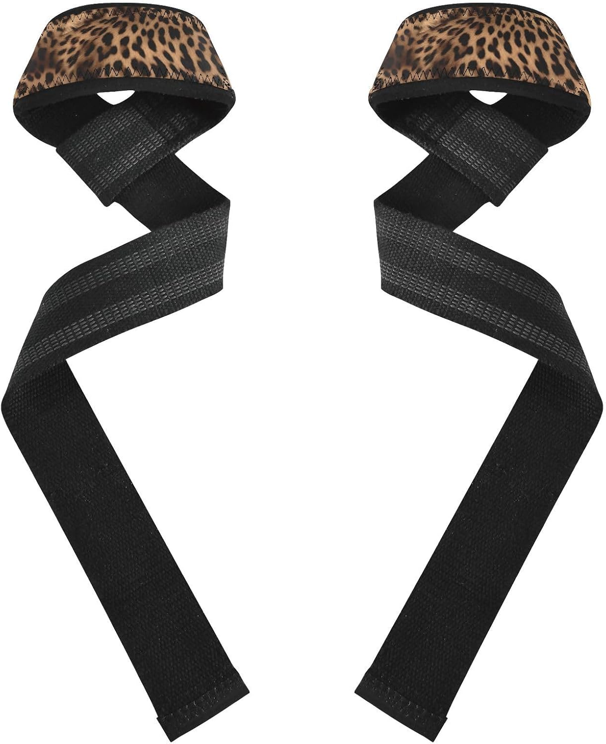 Nander Fashion Leopard Print Wrist Straps for Weightlifting,Lifting Straps with Neoprene Cushioned Wrist Padded and Anti-Skid Silicone for Strength Training,Bodybuilding,Deadlifting