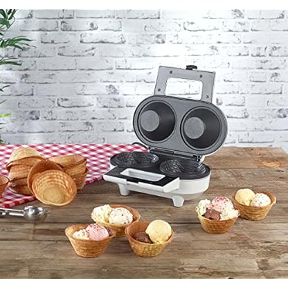 Rosenstein & Söhne Hörncheneisen: Waffeleisen für 2 Eiswaffel-Schälchen, antihaft-beschichtet, 550 Watt (Waffeleisen für Eiswaffeln, Eisbecherautomat, Joghurt Maker) – Bild 6