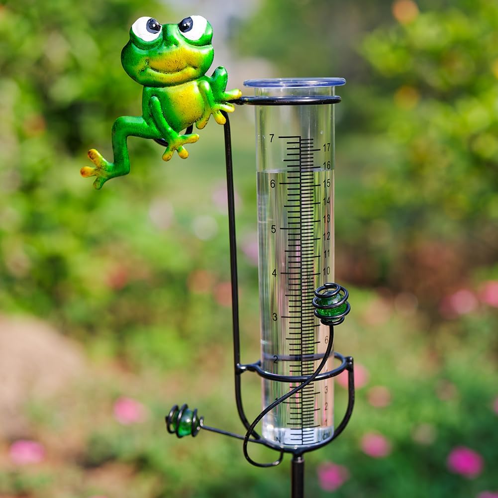 VEWOGIFT Frog Rain Gauge Outdoor, FreezeProof Rain Gauges