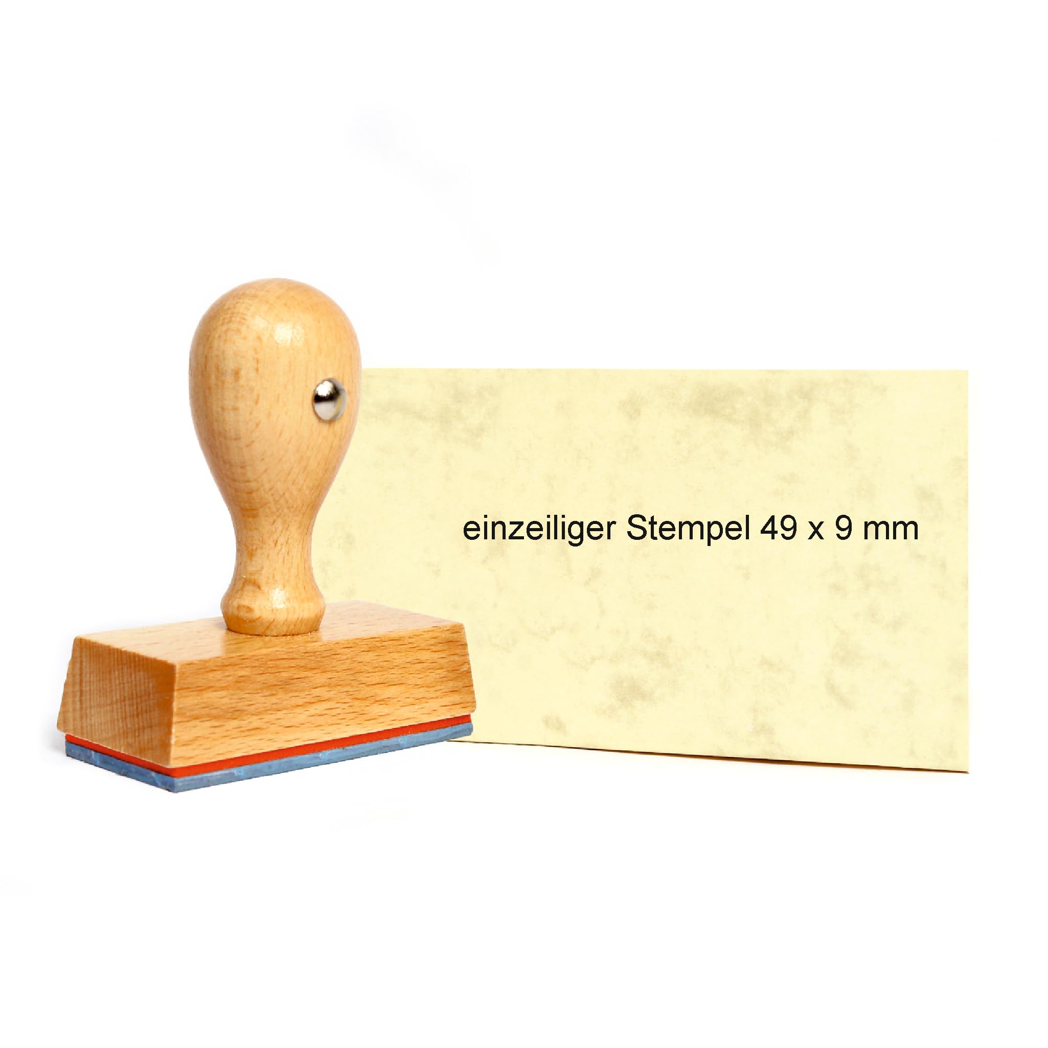 Dekolando Wooden Stamp Personalised 1 Line to 6 Lines - Company Stamp with Desired Text - Name Stamp Address Stamp (1 Line | 49 x 9 mm)