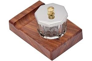 Antique Wood Desktop Pen Holder With Ink Bottle Container Calligraphy Dip Pen Holder