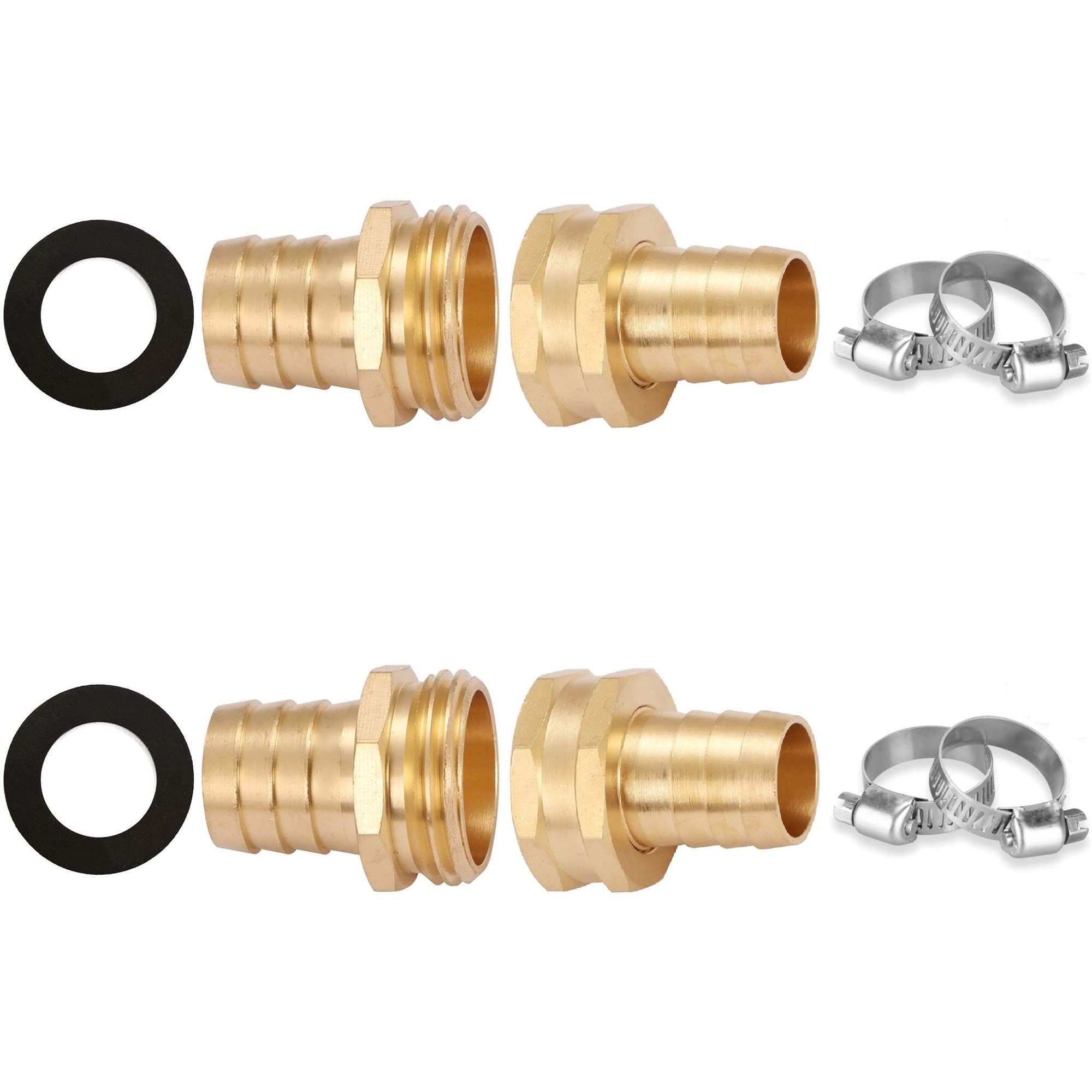 LAFILLETTE Garden Hose Repair Pipe Connector with Clamps Hose, Fit for 3/4" Garden Hose Connector (Pack of 2)