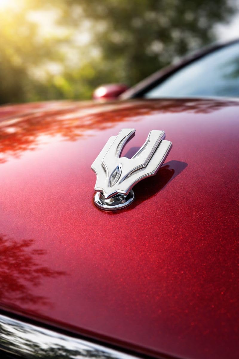 PRIGAN Chrome Eagle Wing Style Car Front Hood Bonnet Emblem Badge Ornament (ABS) (Full Chrome)