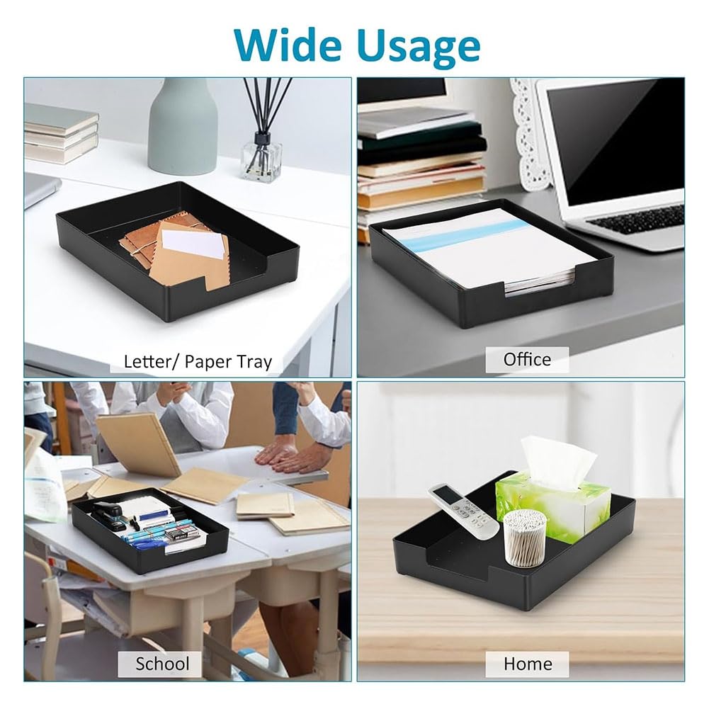 Bandeja organizadora de papel apilable para oficina y escuela, tamaño A4, con ranuras para papelería, 33 x 24,5 x 5,8 cm, 4 unidades