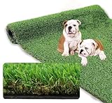 Nisorpa Kunstrasen 10x1m, Rasenteppich Outdoor 30 mm Höhe, Kunstrasenteppich Meterware Wasserdurchlässiger Kunstrasen Rolle Outdoor, Kunststoffrasen für Terrasse Balkon, Natürlich Grün