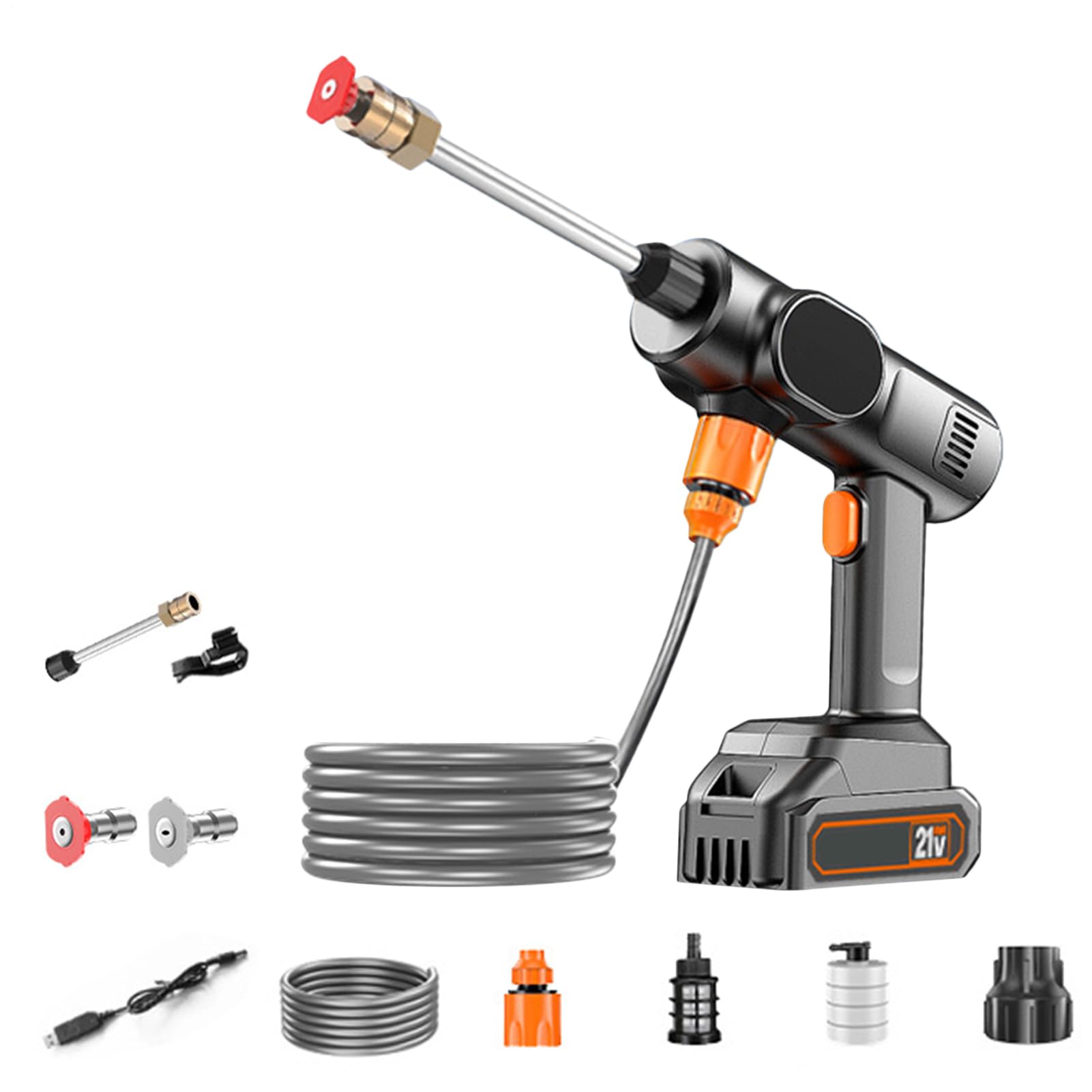 A Presión Portátil Inalámbrica Máquina de Limpieza Sin Cable 21V | Limpieza de Jardín Para La Limpieza De Coche Jardín Entrada Terraza Patio Exterior Industrial Y Comercial