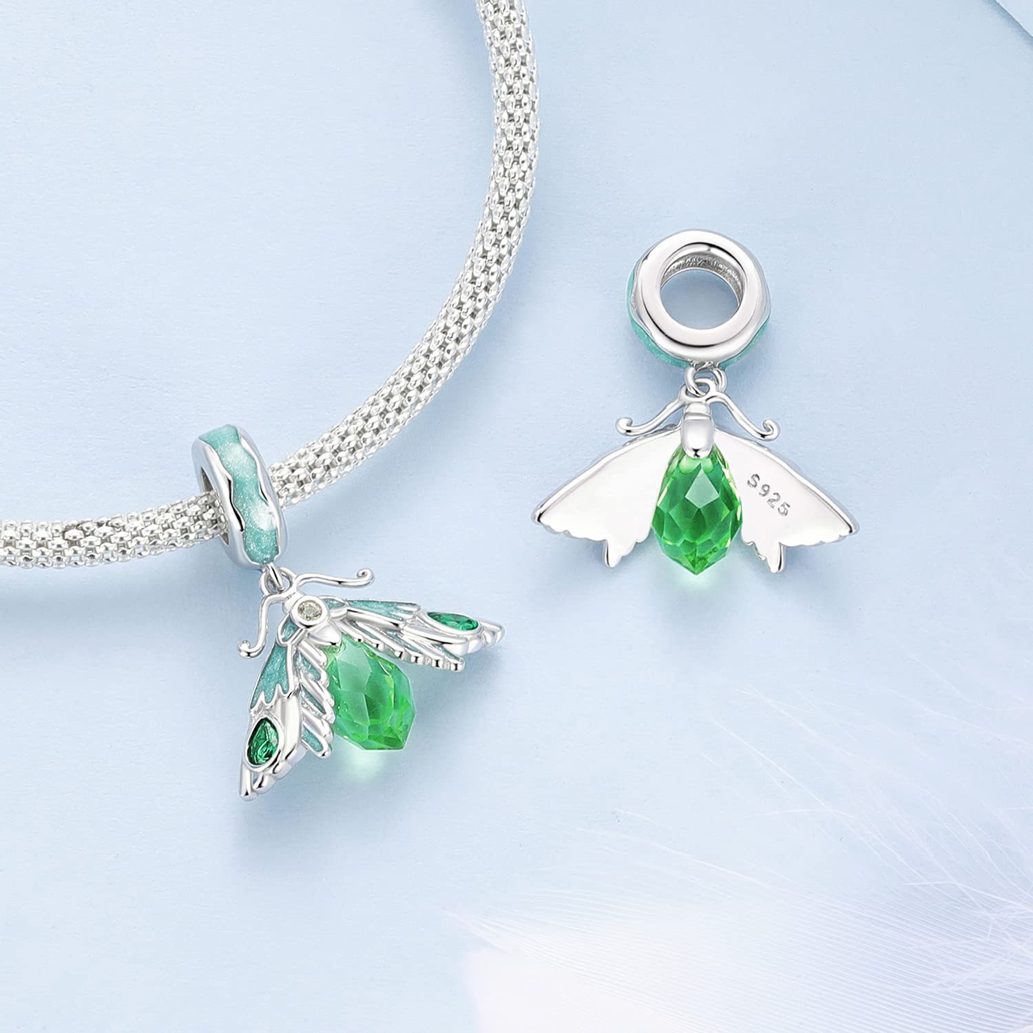 Generic Zielony koliber koralik w stylu ptak wisiorki jaskółka Charms srebrny wisiorek z motywem zwierzęcym koraliki dla majsterkowiczów wiosenna bransoletka kolczyk naszyjnik