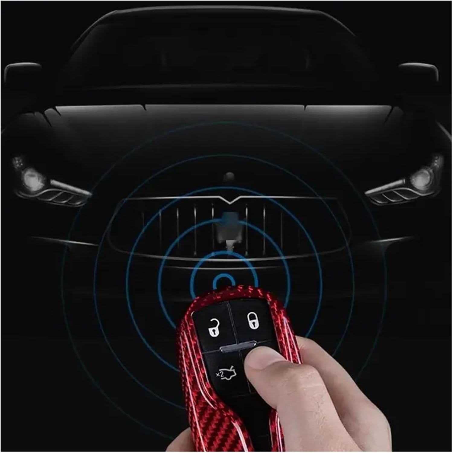 Real Carbon Fiber Key Fob Cover Protector Shell Compatible with Maserati Quattroporte,Ghibli,2017-up Levante Keyless Smart Key(Style 3)