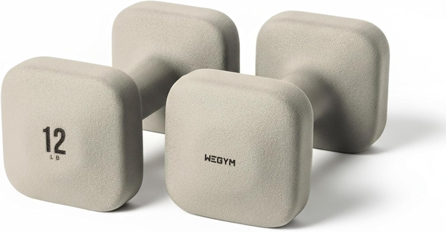WeGym SafeGrip Square Dumbbells with Anti Slip Handles, Aesthetic Free Weights for Home Workouts, Stable Design Prevents Rolling during Floor Exercises