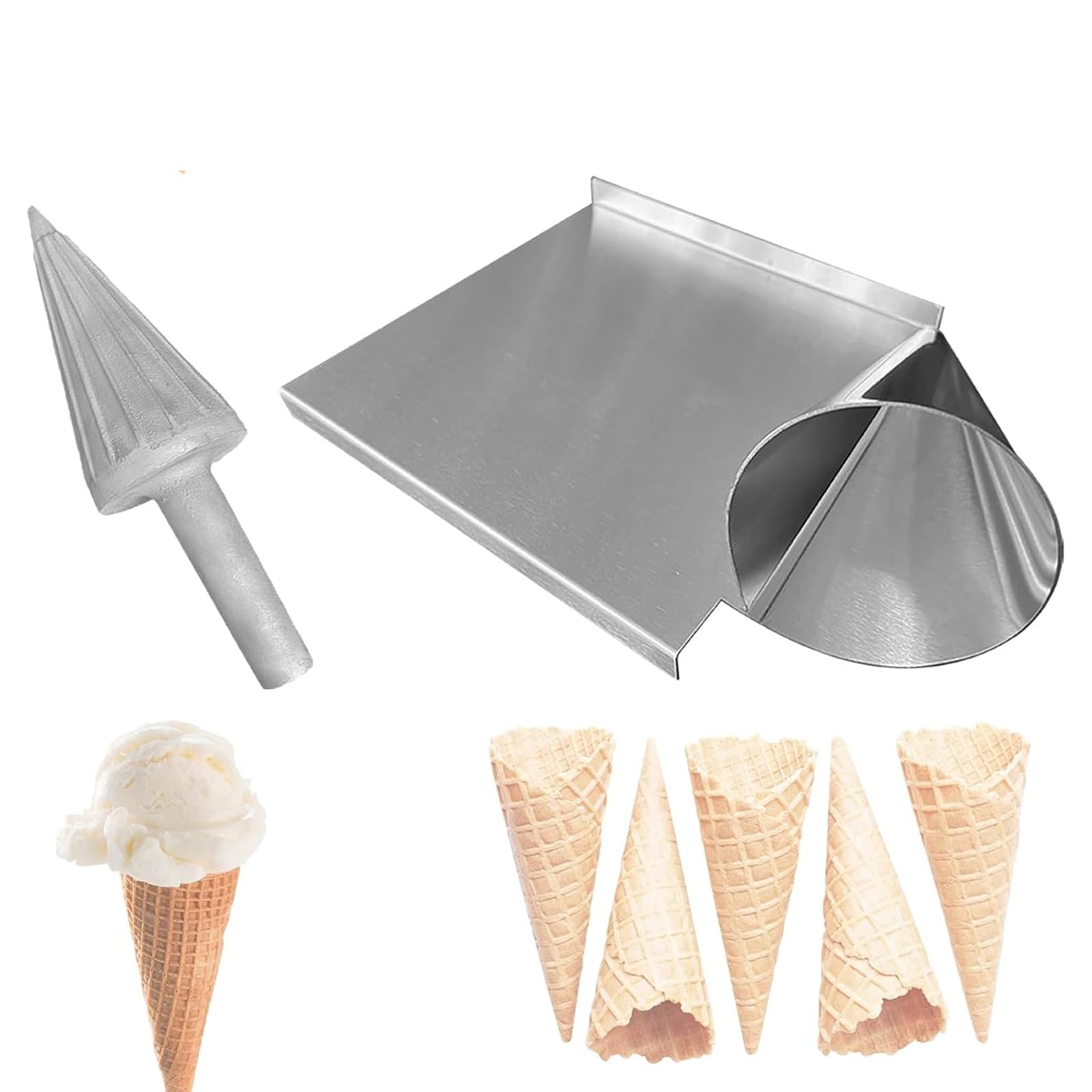 Molde de cono de helado con mango cómodo para hacer gofres de helado, prototipado rápido, molde cilíndrico de rollo de 50 mm