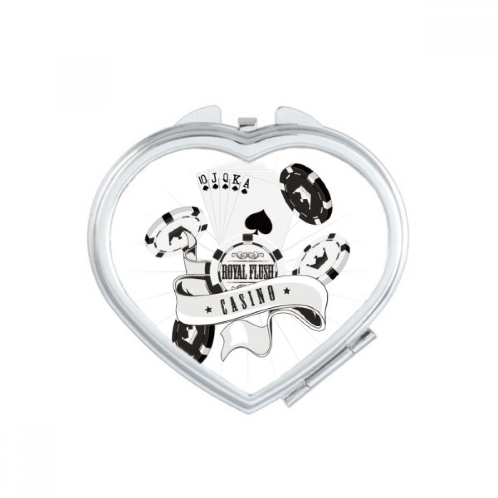 Miroir de maquillage portable compact avec motif de cartes à jouer pour retouches de voyage