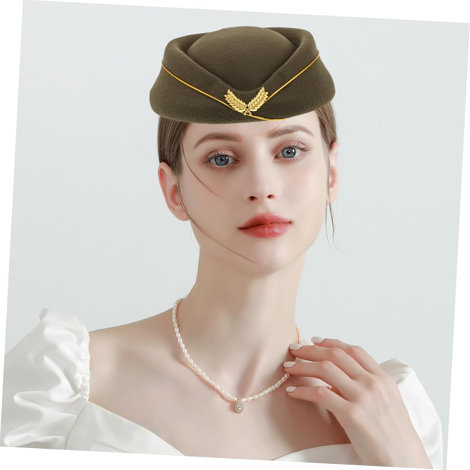 minkissy Flight Attendant Beret Cap Soft Stewardess Hat for Women Lightweight and Comfortable Air Hostess Accessory for Uniforms and Cosplay Events